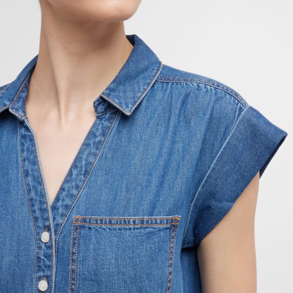 Veronica Beard Trisha Tiered Blue Denim Dress - Picture 5 of 9